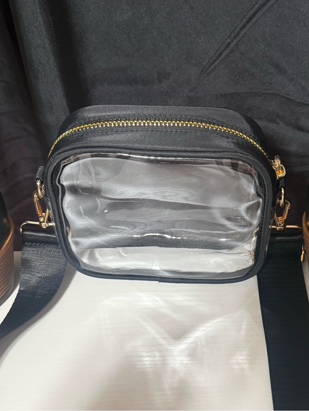 Clear Front Black Crossbody Bag Gold Hardware - Picture 2 of 3